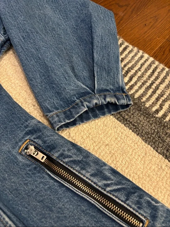 Etica Medium Blue Longline Asymmetric Denim Jacket NWOT - Picture 10 of 12